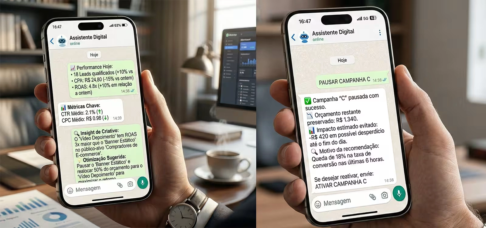 Monitore a IA em tempo real pelo aplicativo